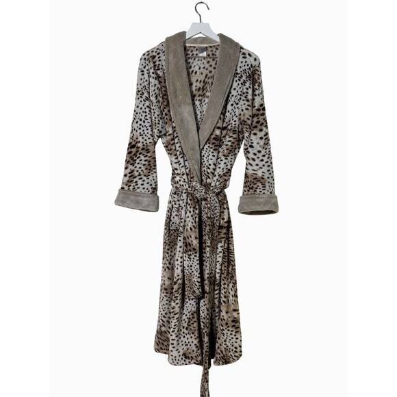 Natori · XL · Plush · Leopard Print Belted Robe · Shawl Collar · Lounge Wear